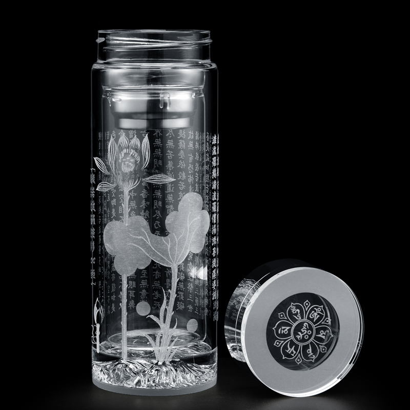 大悲咒水杯雕刻六字大明咒水晶玻璃佛杯,佛杯訂做,佛杯生產(chǎn)廠家